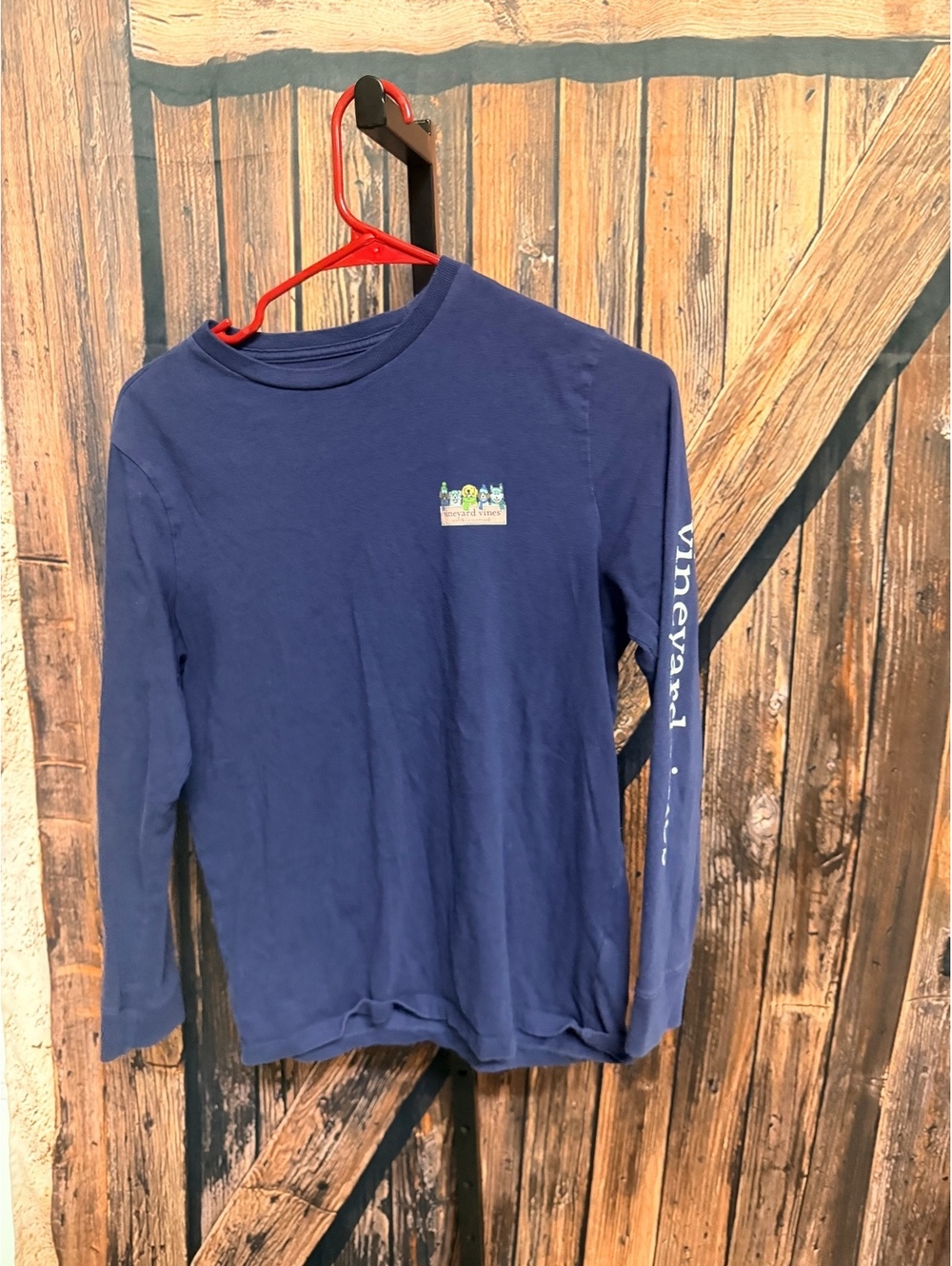 Vineyard Vines Navy Blue Long Sleeve Tee with Dog Graphic Size Large